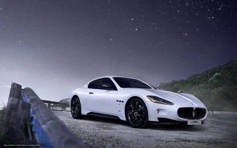 White Maserati on a starry night
