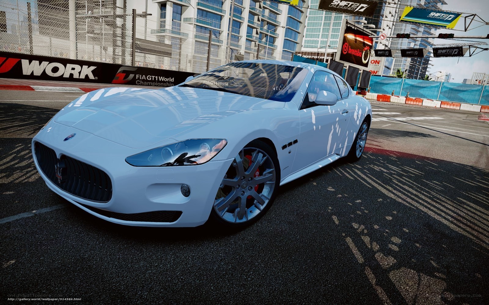 White Maserati on race track