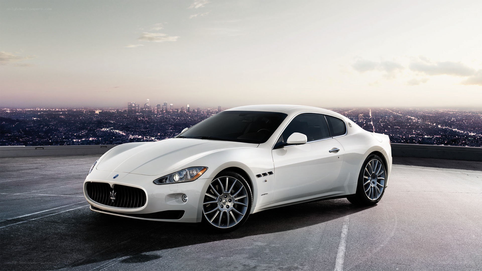 white maserati on rooftop