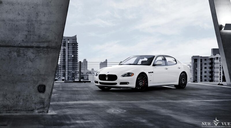 White Maserati on rooftop