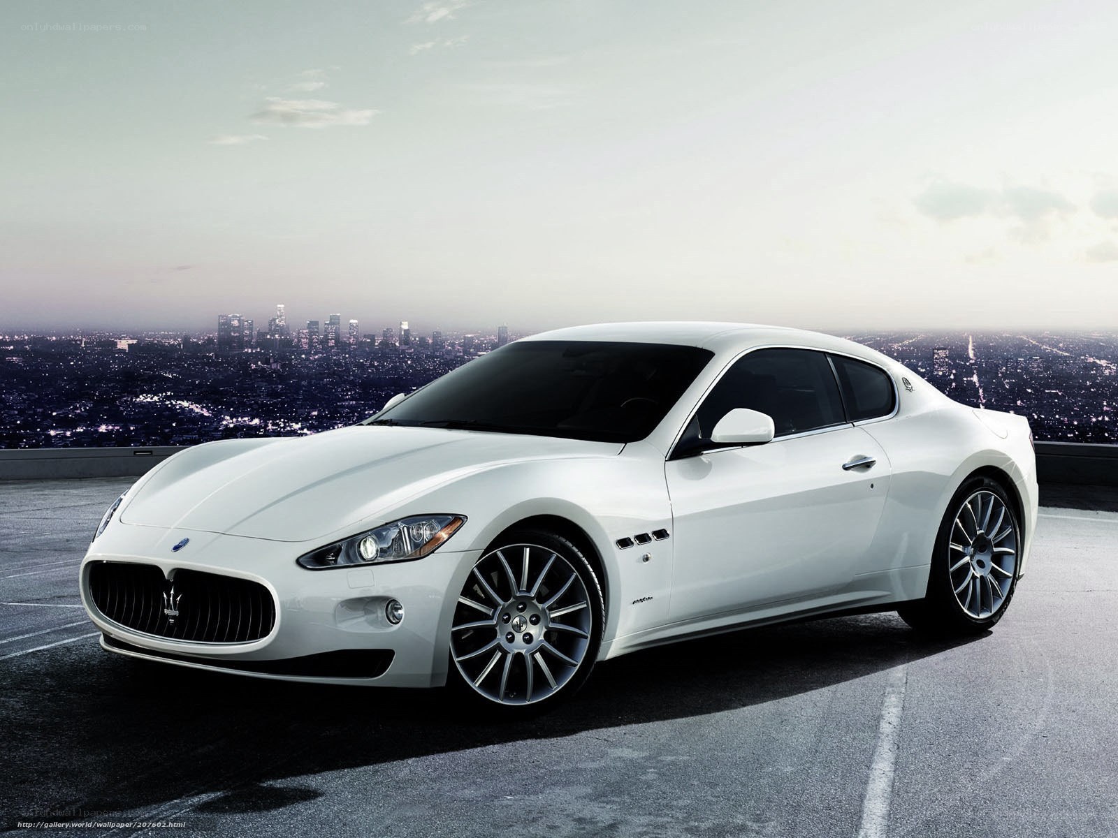 White Maserati on rooftop