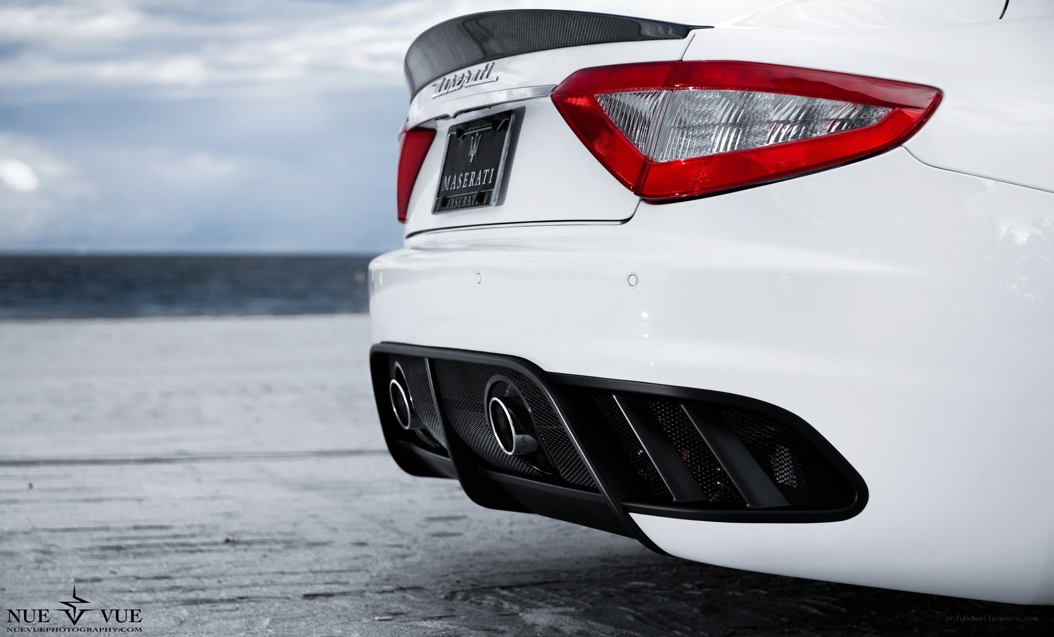 white maserati rear view