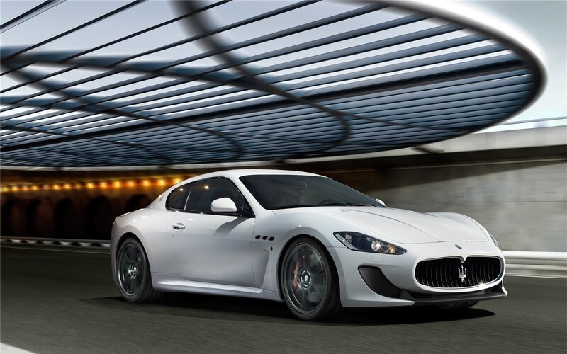 White Maserati sports car