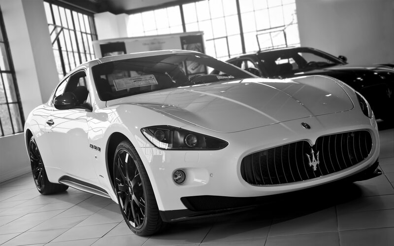 White Maserati sports car