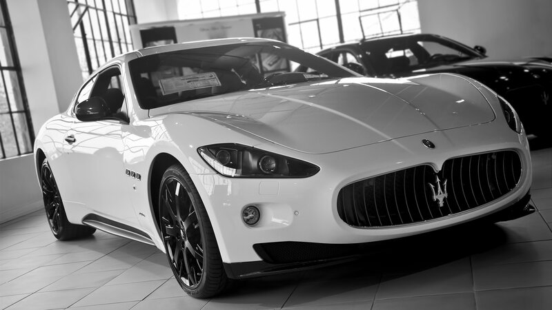 White Maserati sports car