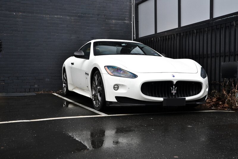 white Maserati sports car
