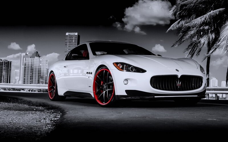 White Maserati sports car