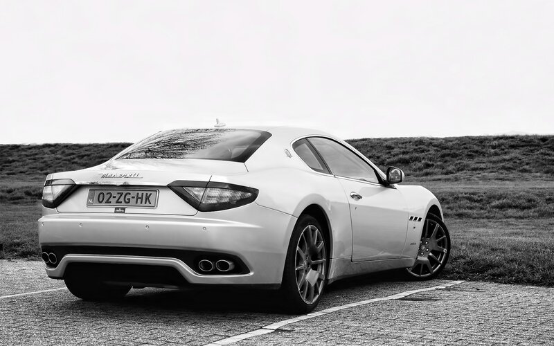 White Maserati Sports Car — Black