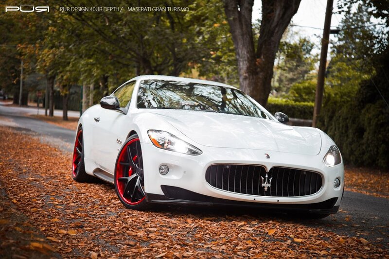 White Maserati with red wheels