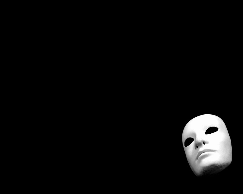 white mask on black background