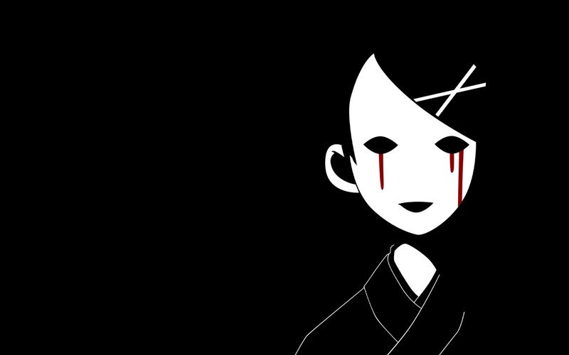 White Mask with Blood Tears — Black
