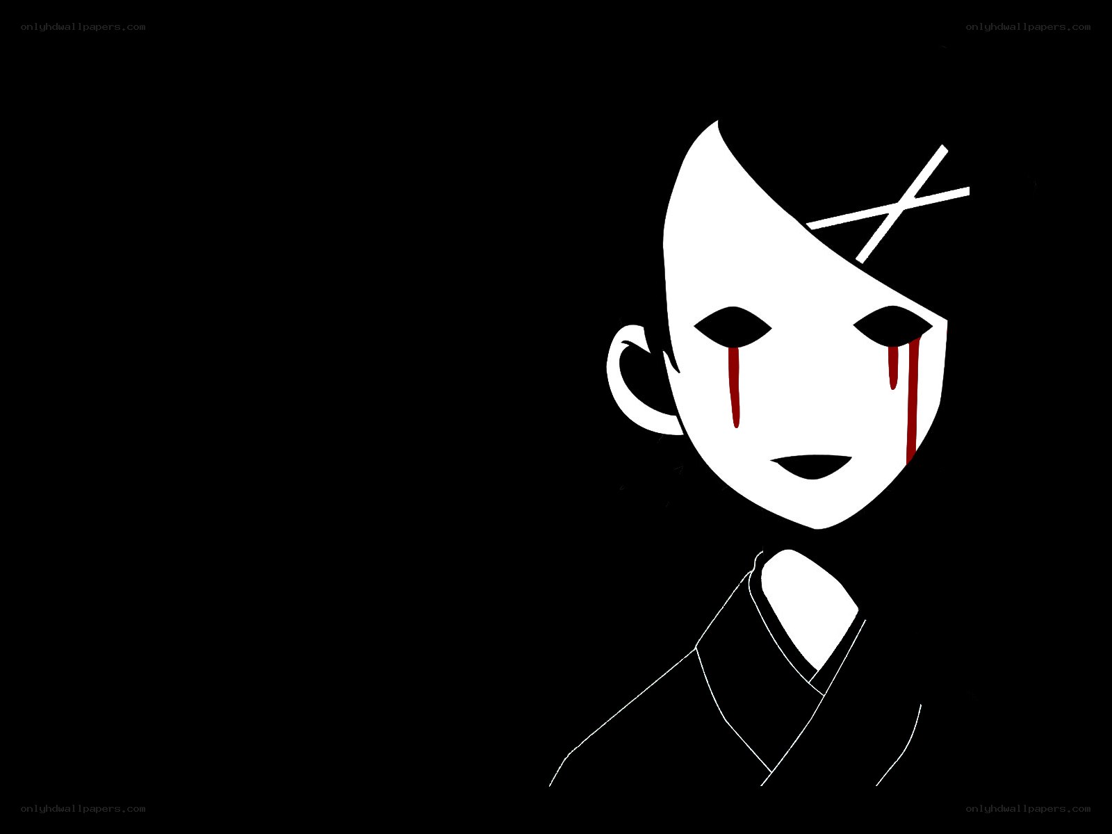 white mask with blood tears