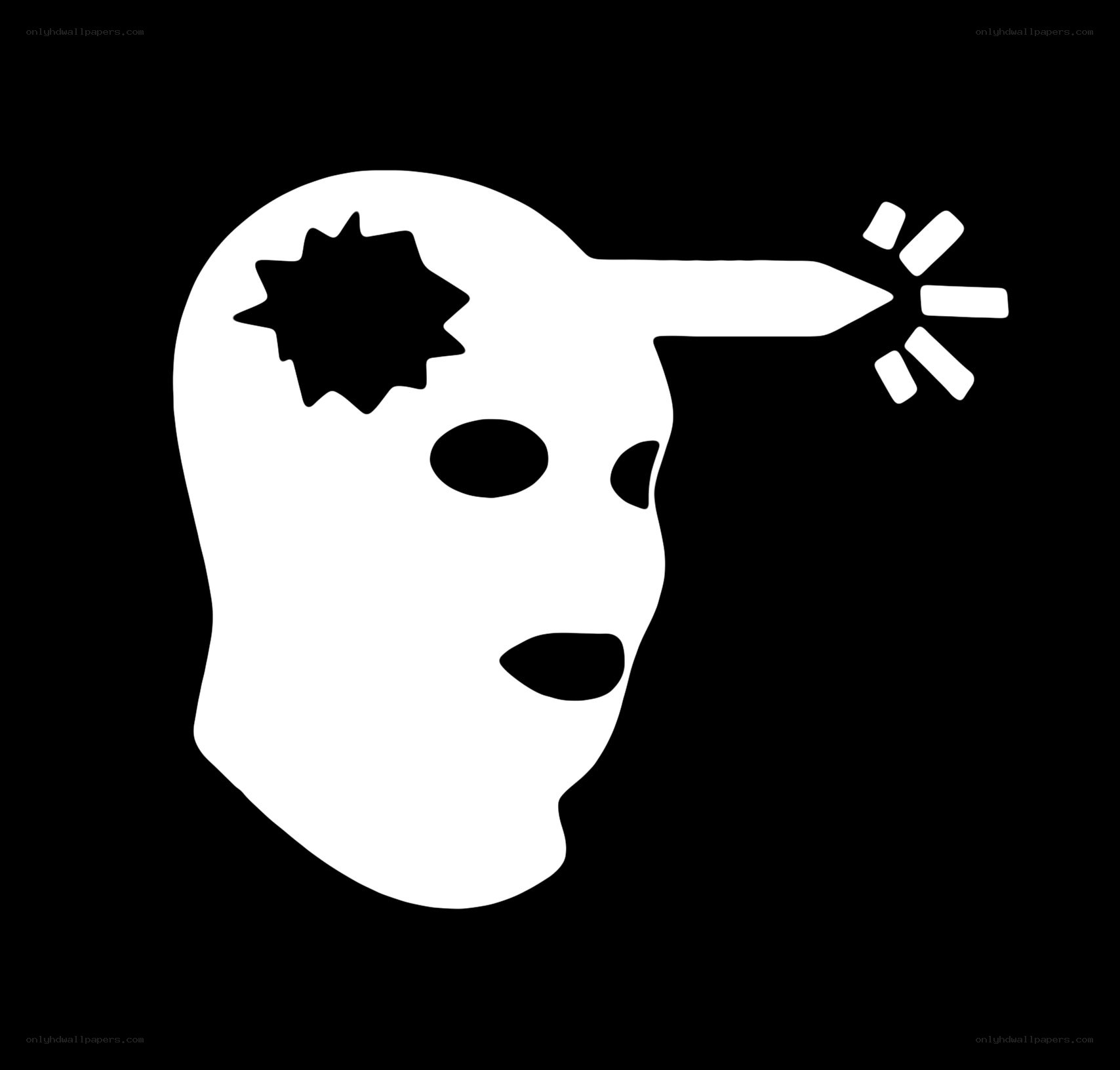 white mask with bullet hole