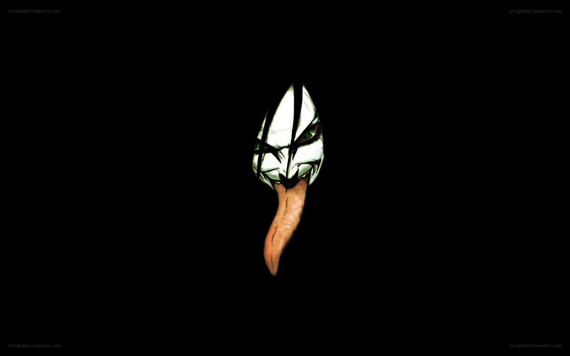white mask with green eyes