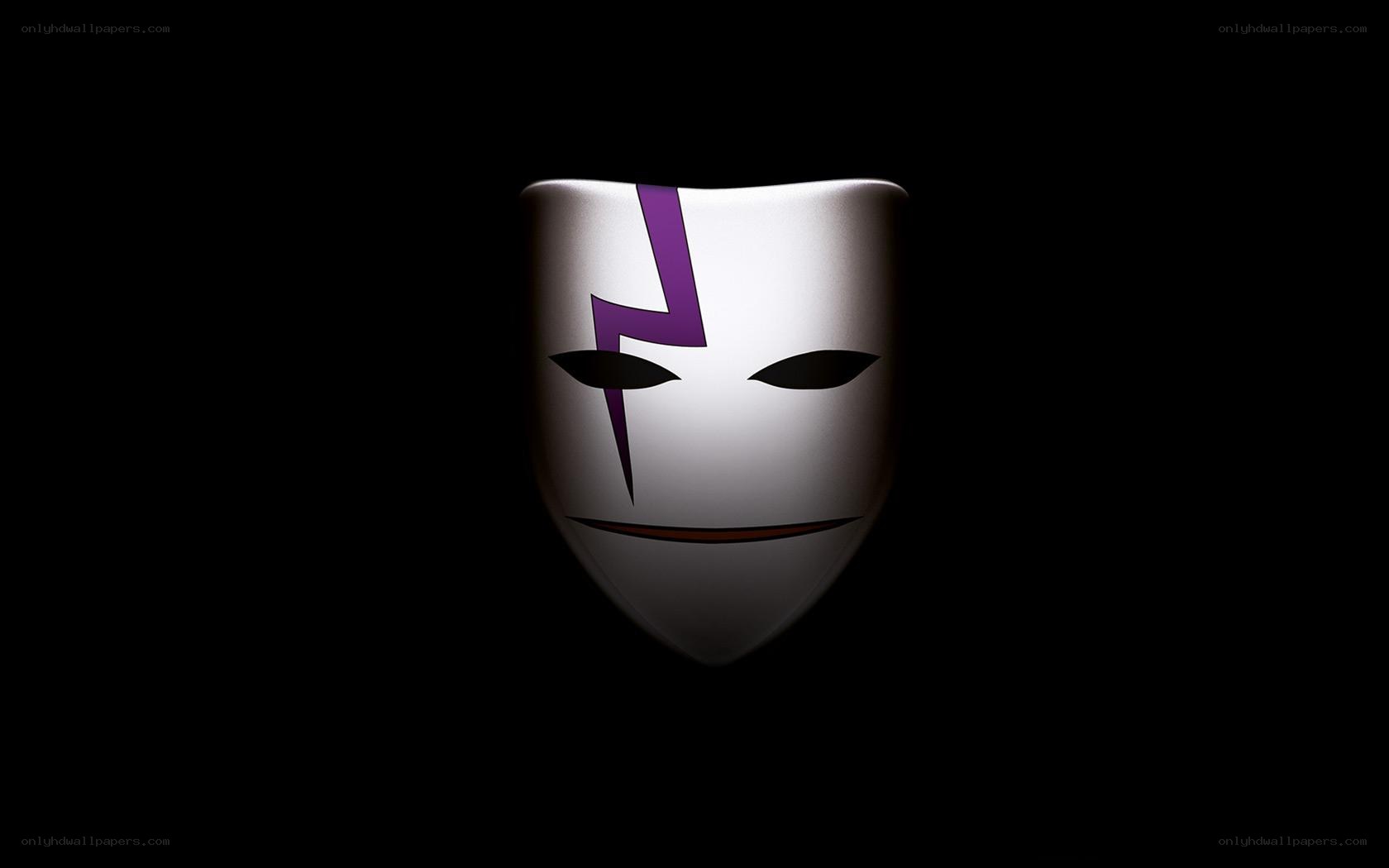 white mask with purple lightning