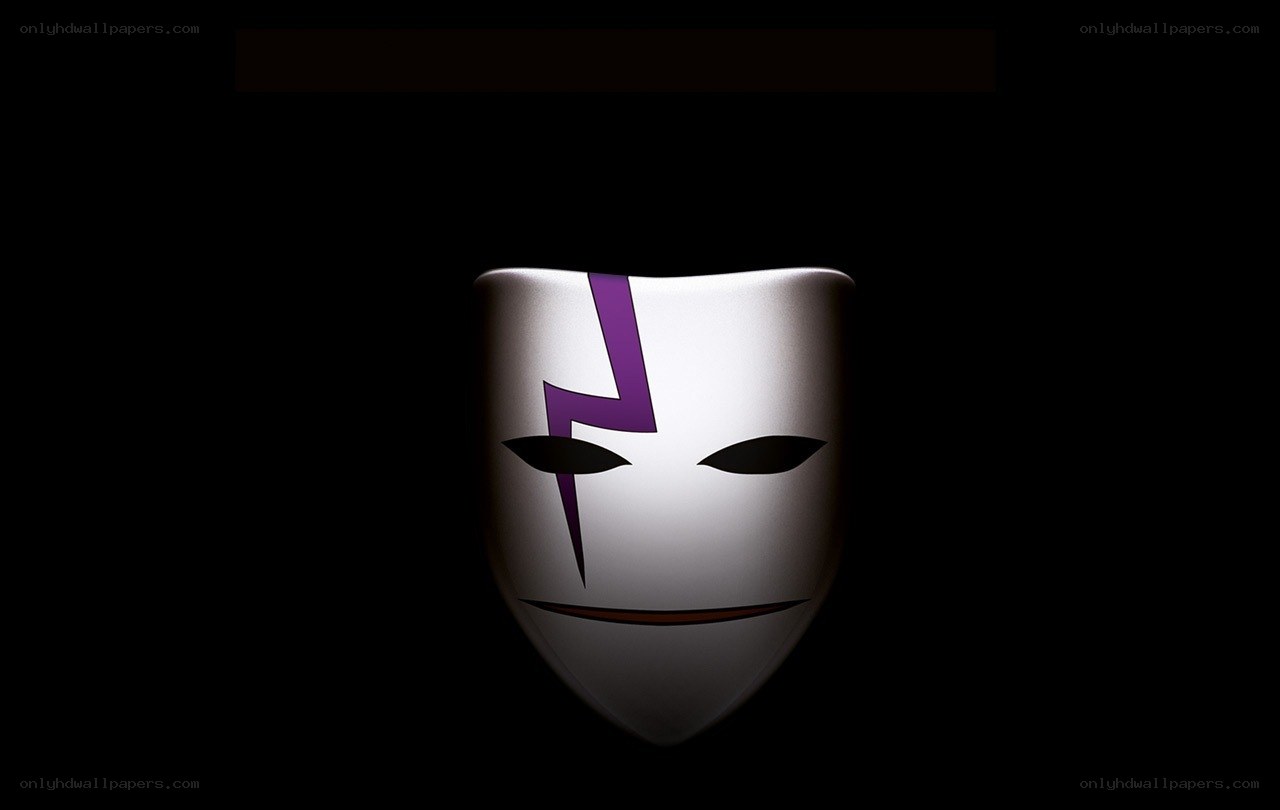 white mask with purple lightning
