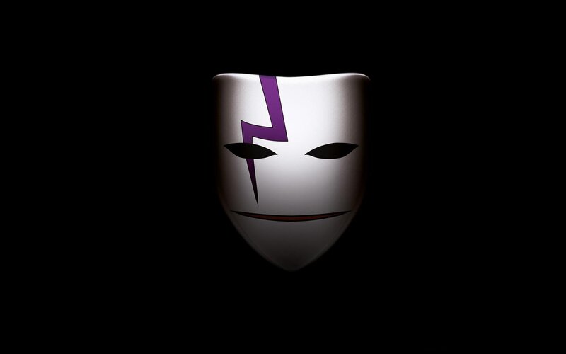 White Mask with Purple Lightning — Black