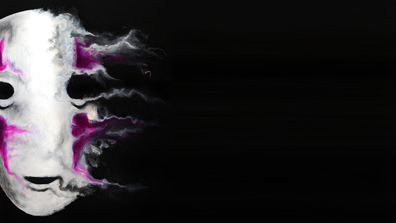 White Mask with Purple Streaks
