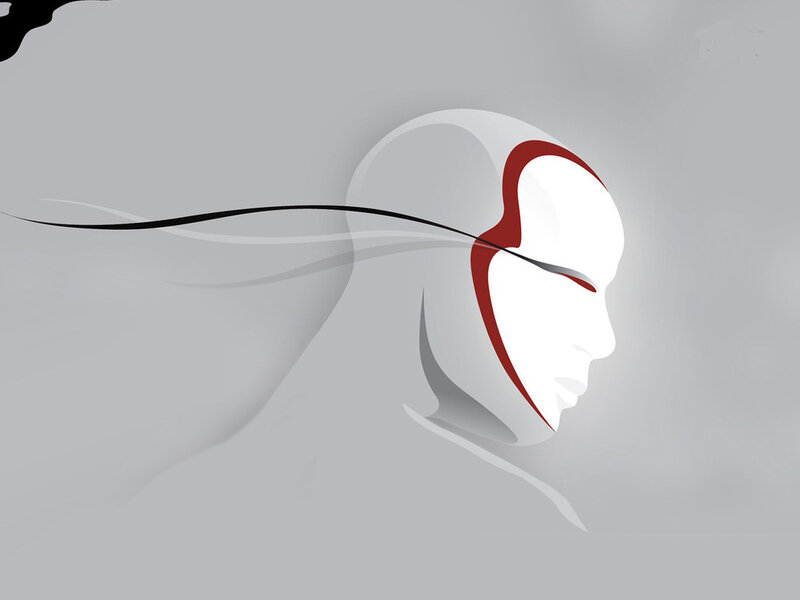 White Mask with Red Line