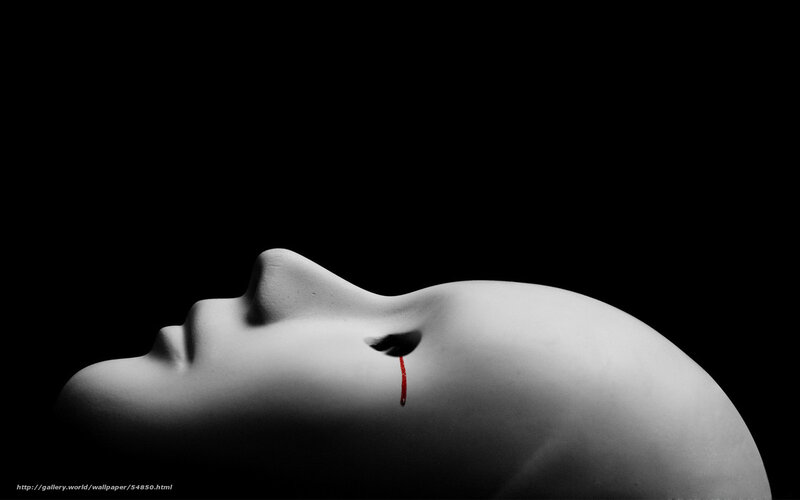 white mask with red tear