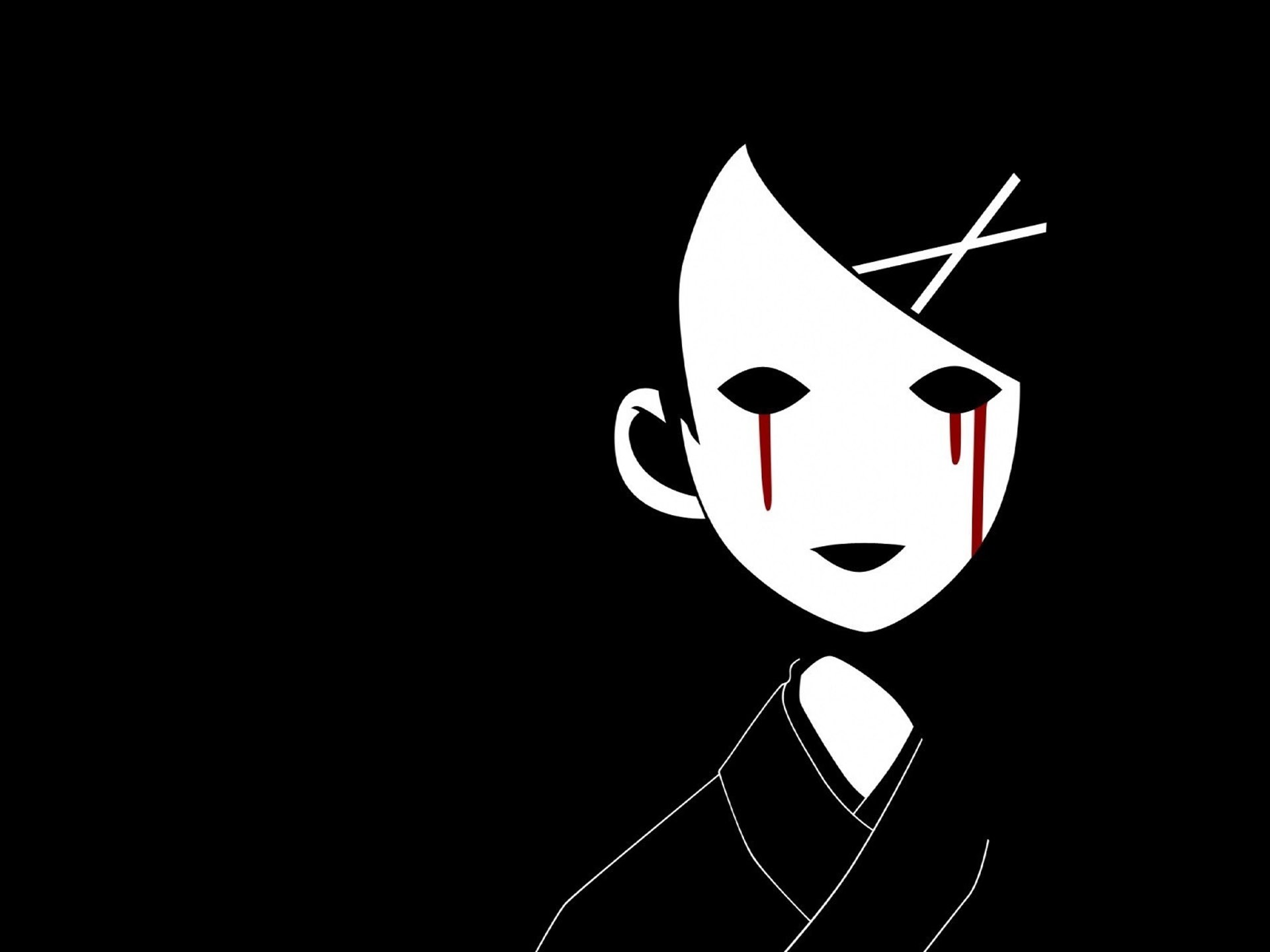 white mask with red tears