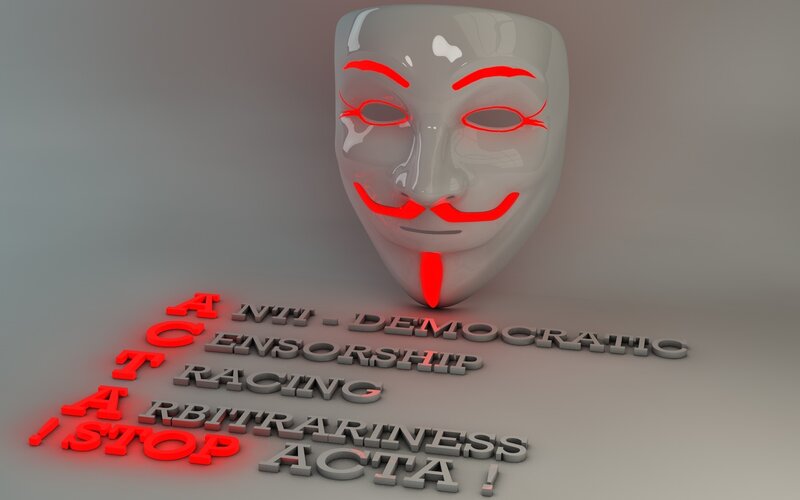White Mask with Red Text