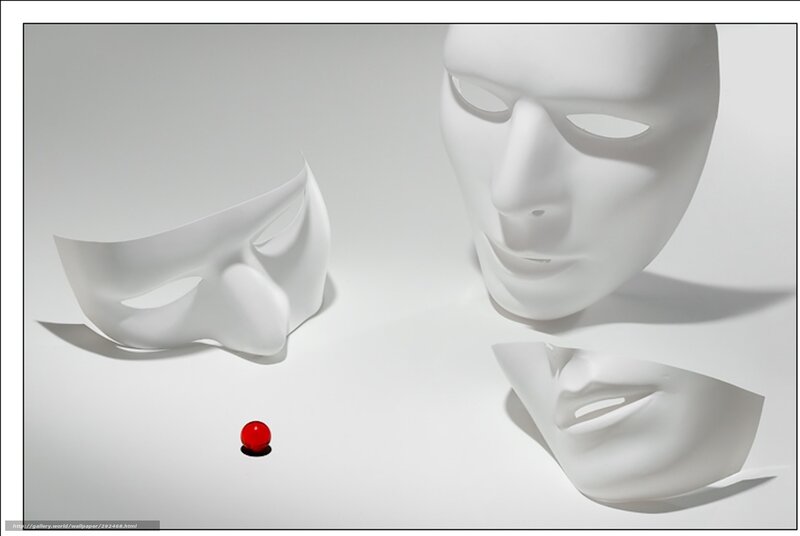 White masks and red ball