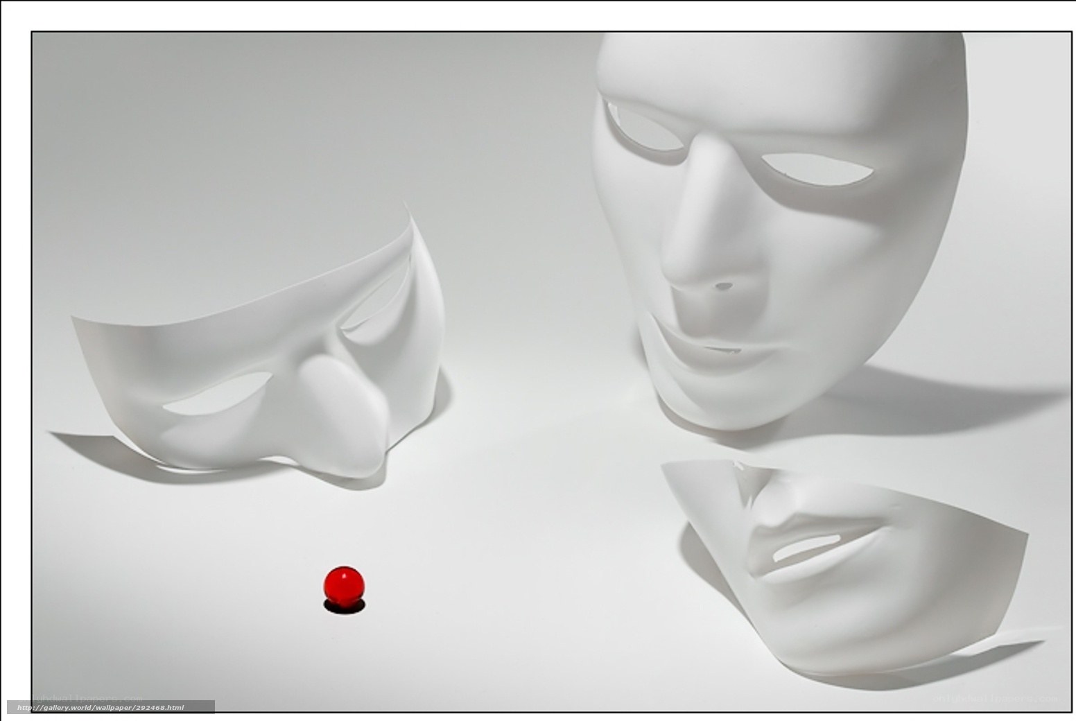 White masks and red ball