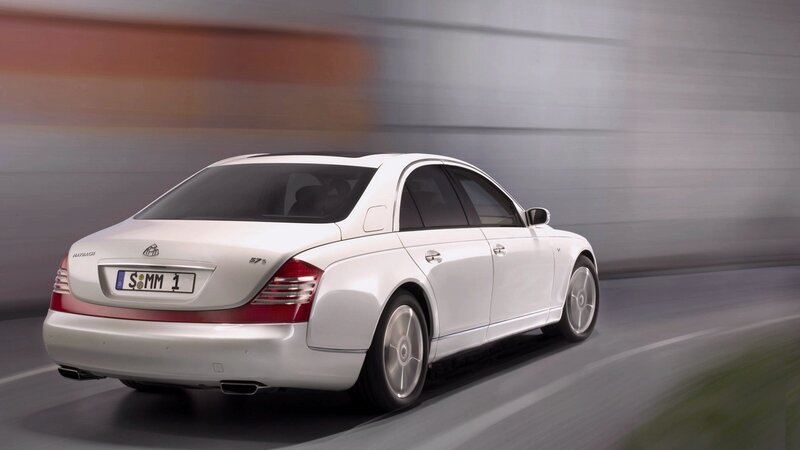 white maybach in motion