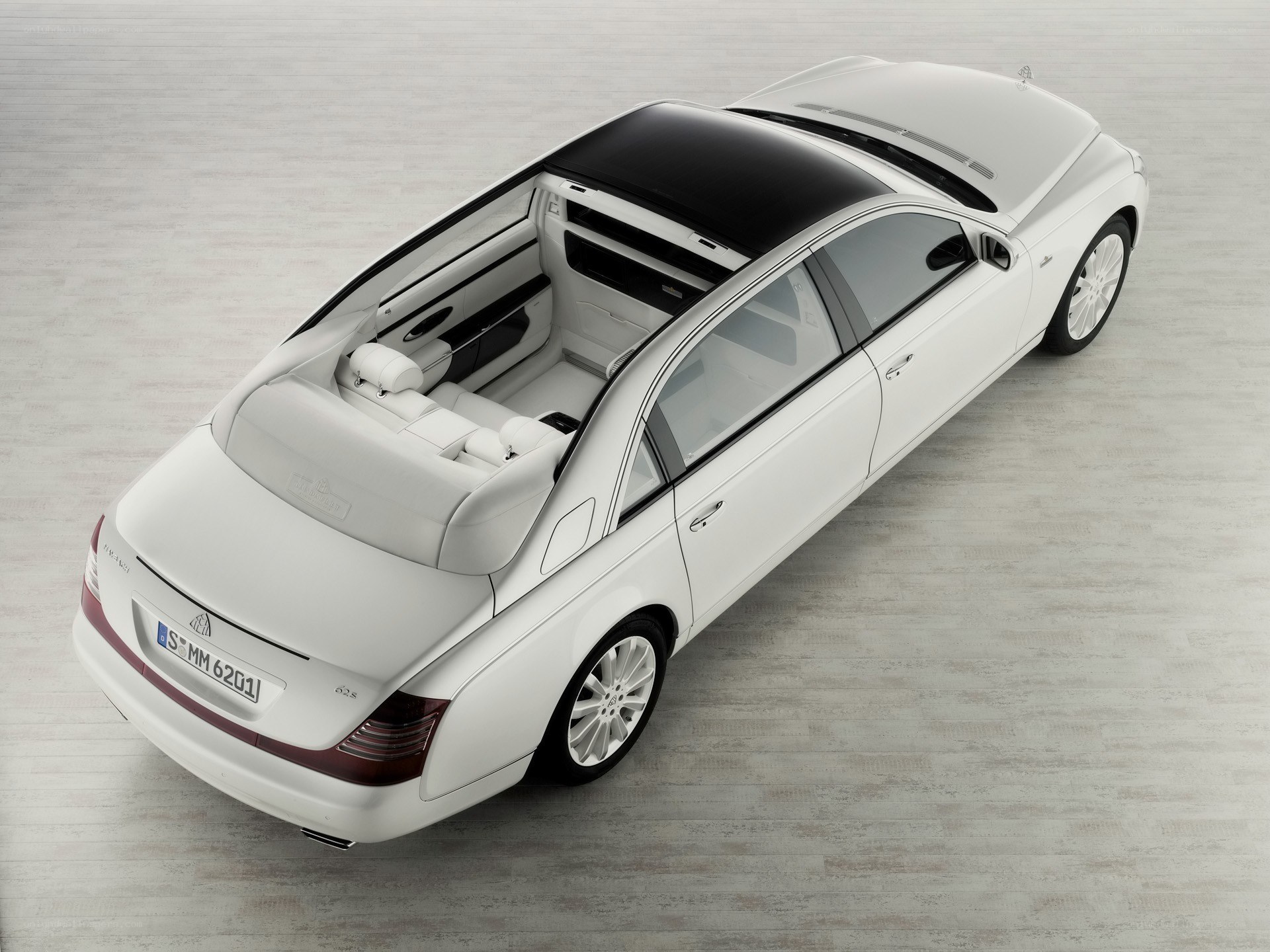 White Maybach luxury car