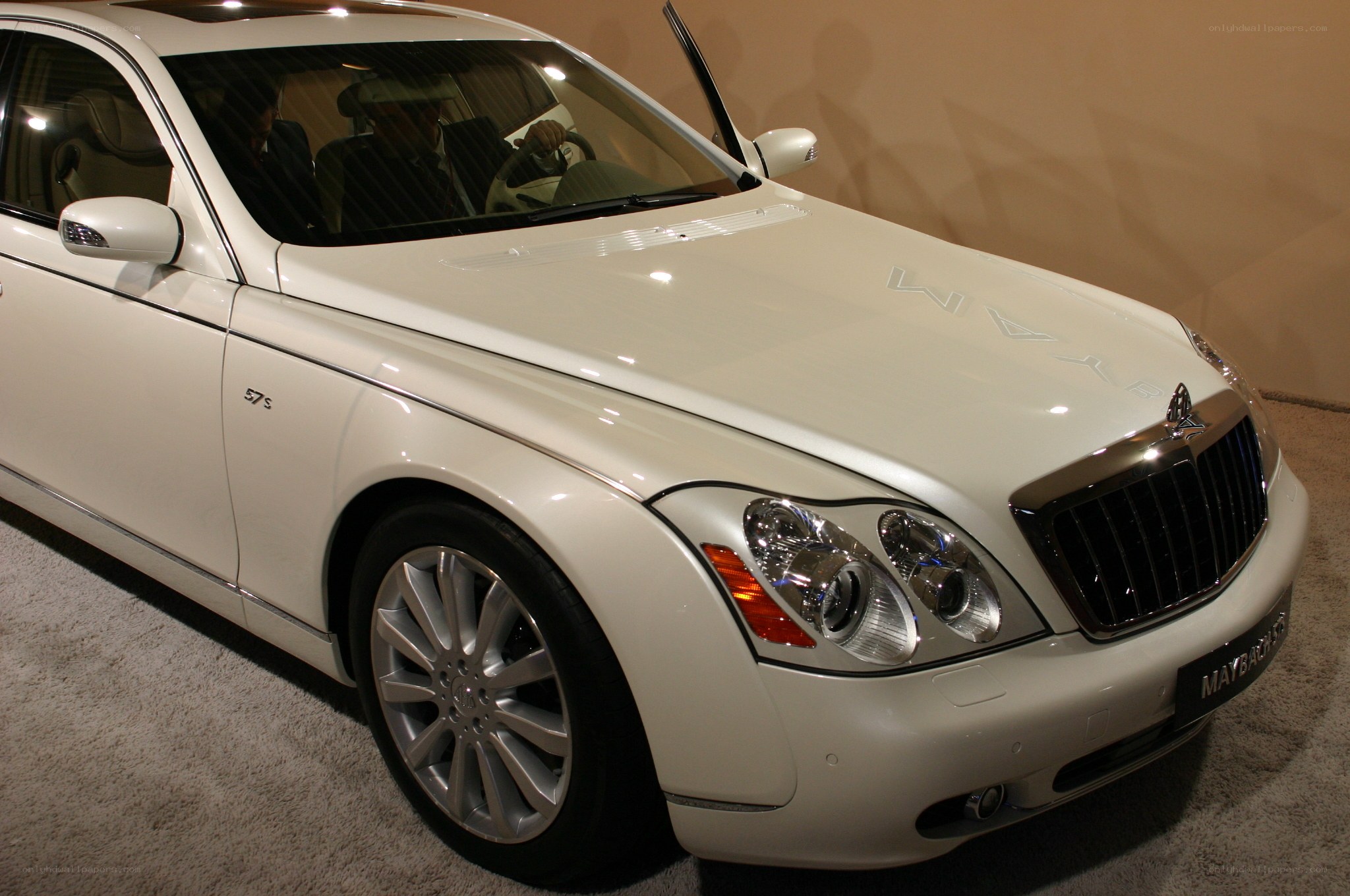 white maybach luxury car