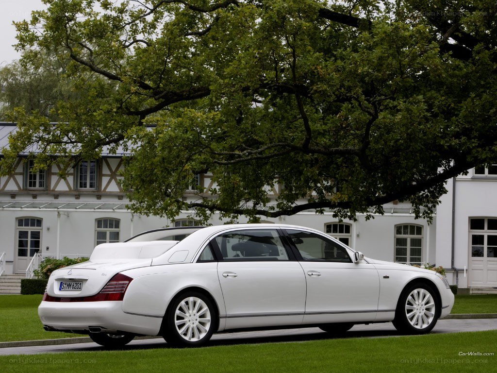 White Maybach luxury car