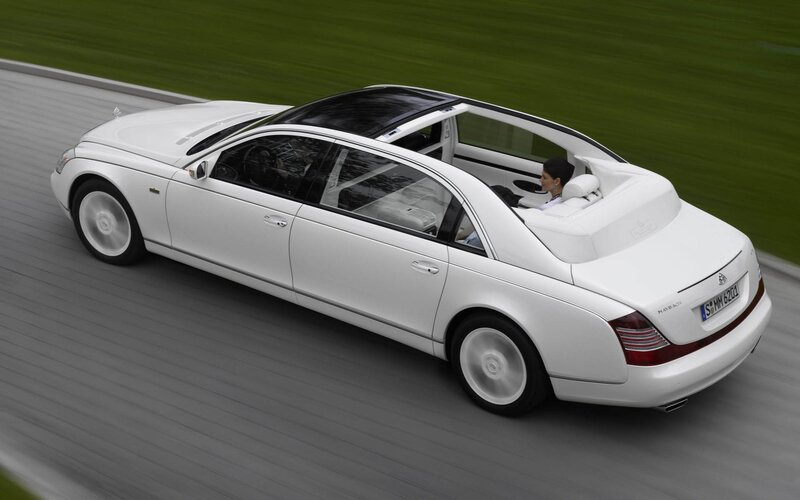 White Maybach Sedan — Dynamic, Photograph, Person
