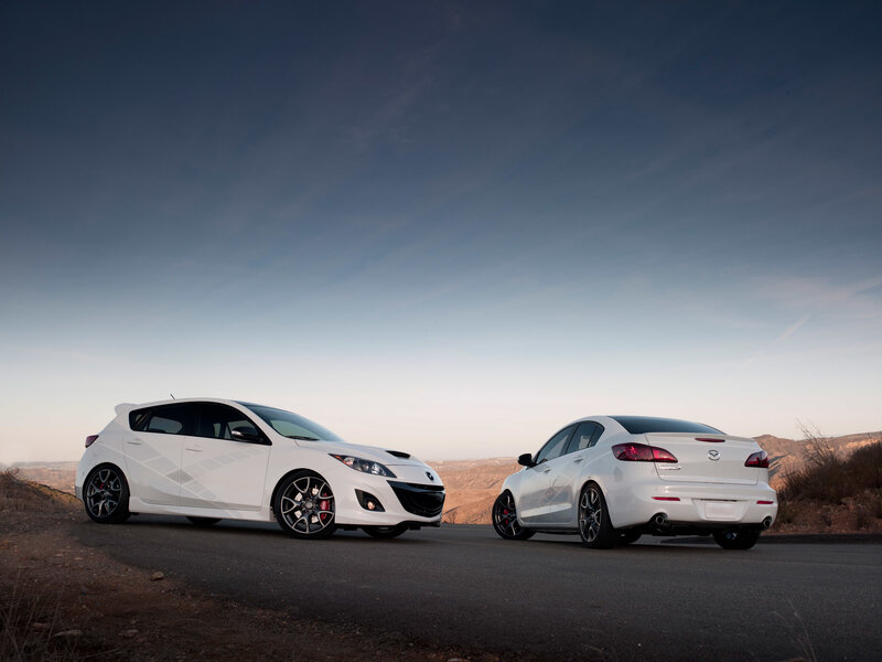 White Mazda Hatchback and Sedan