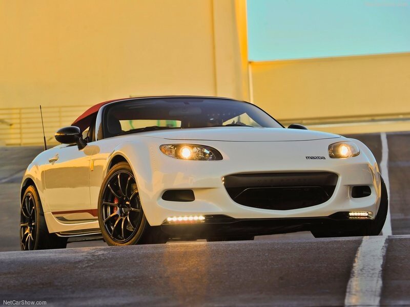 White Mazda MX-5 sports car