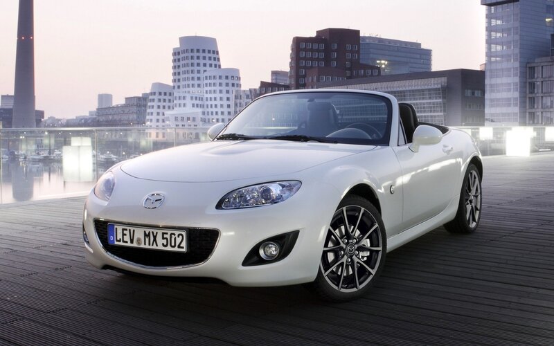 White Mazda MX-5 sports car