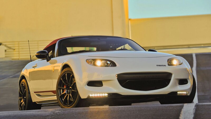 White Mazda MX-5 sports car