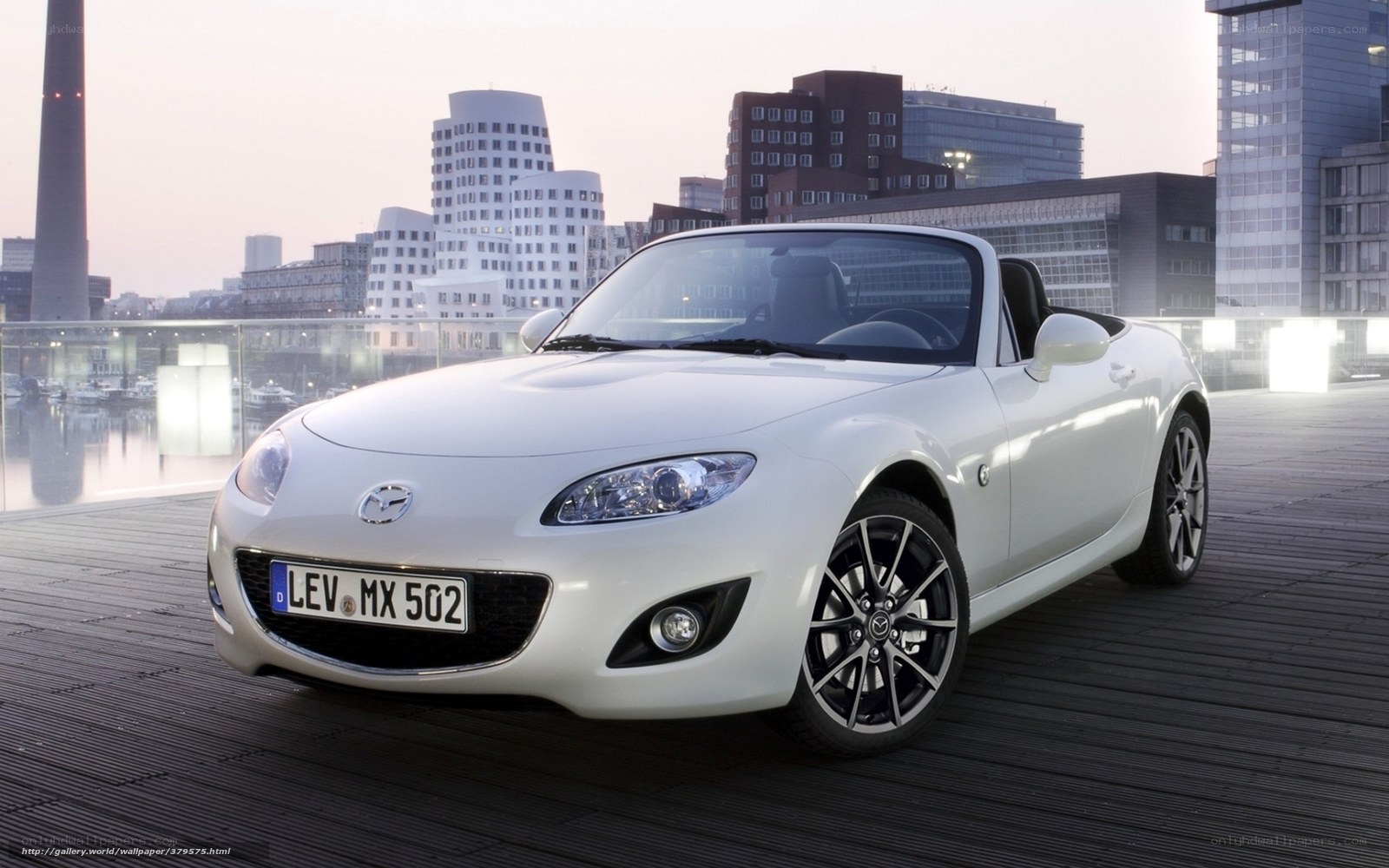 White Mazda MX-5 sports car