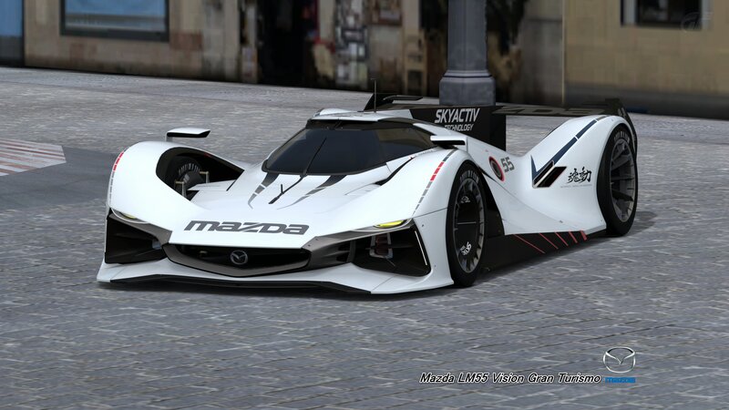 White Mazda Race Car