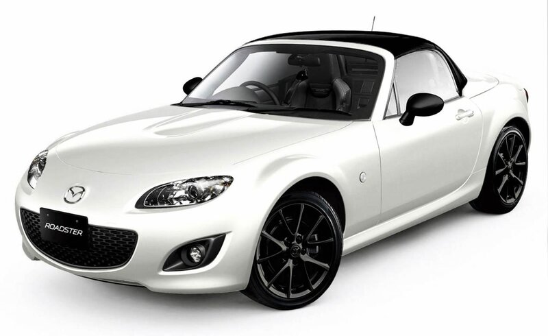 White Mazda Roadster sports car