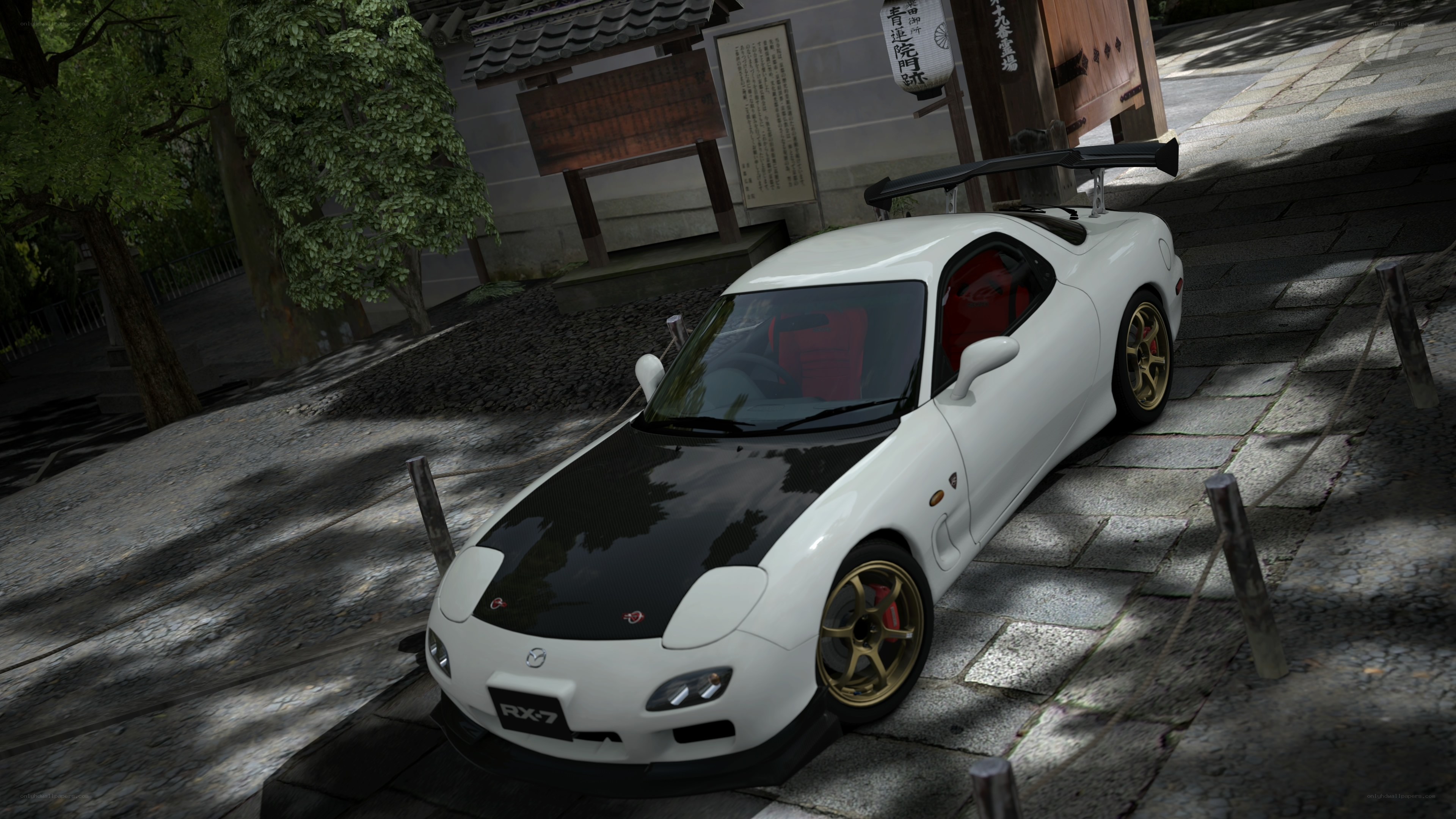 White Mazda RX-7 in Japanese setting