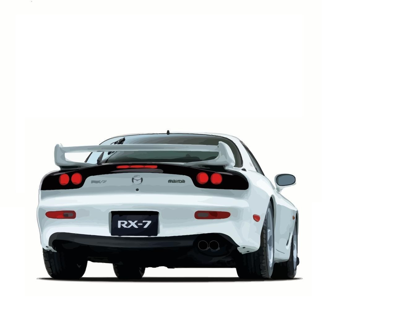 White Mazda RX-7 rear view