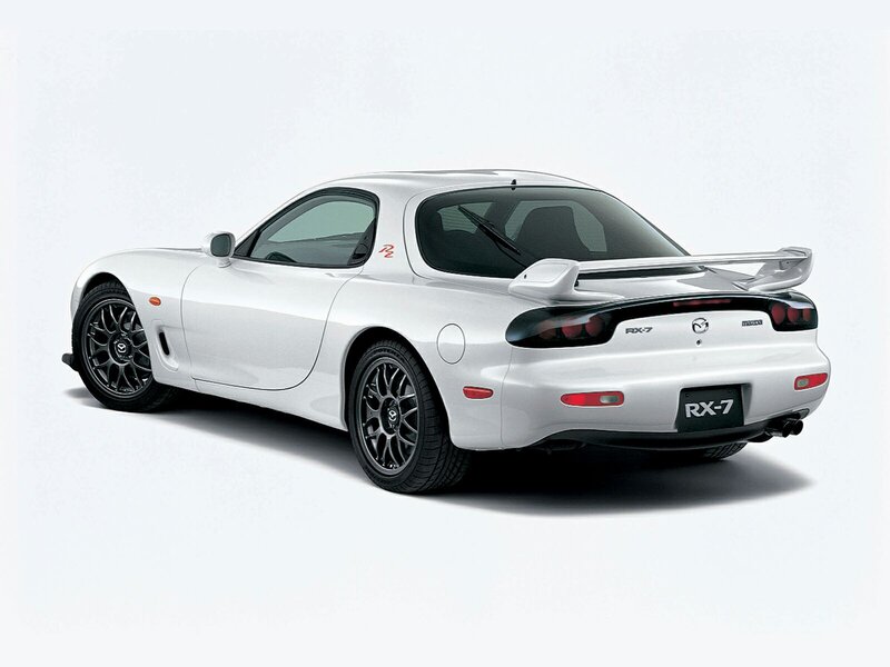 White Mazda RX-7 sports car