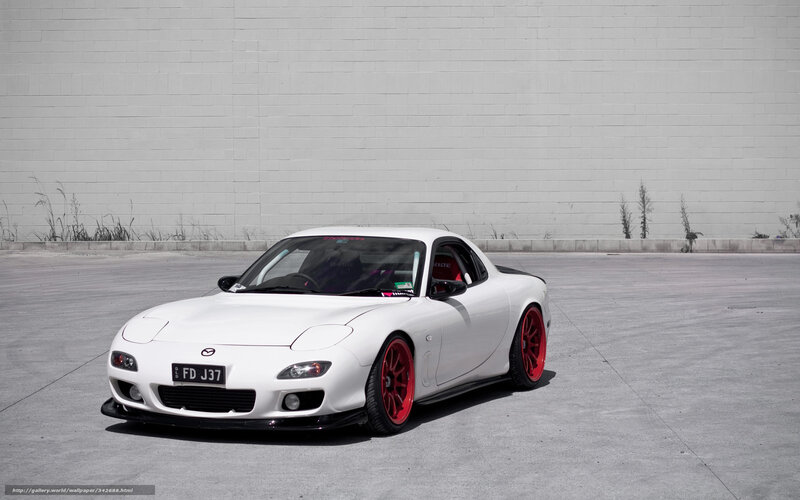 White Mazda RX-7 sports car
