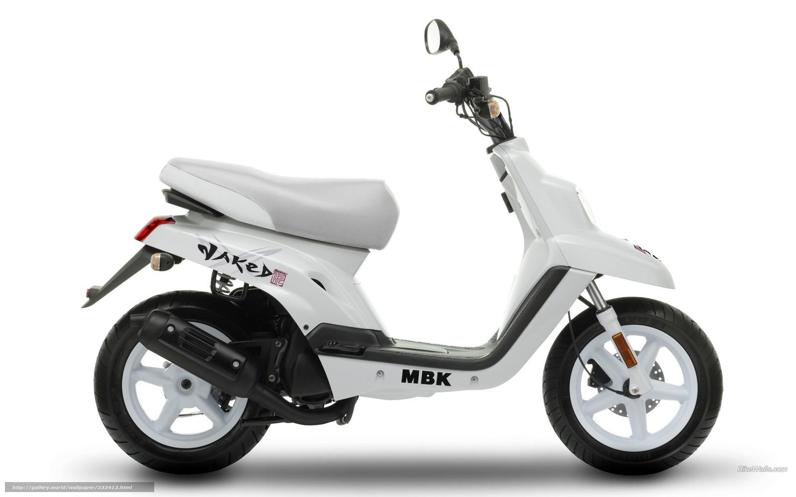 white MBK Naked scooter