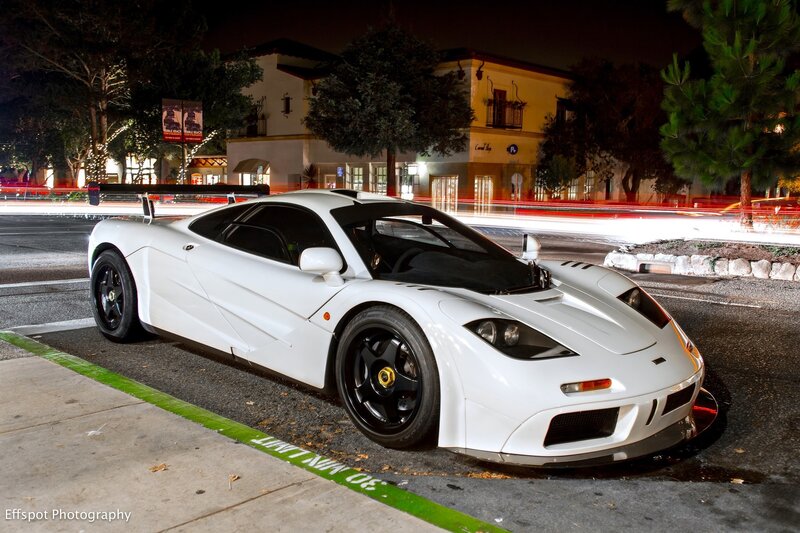 White McLaren F1 at night