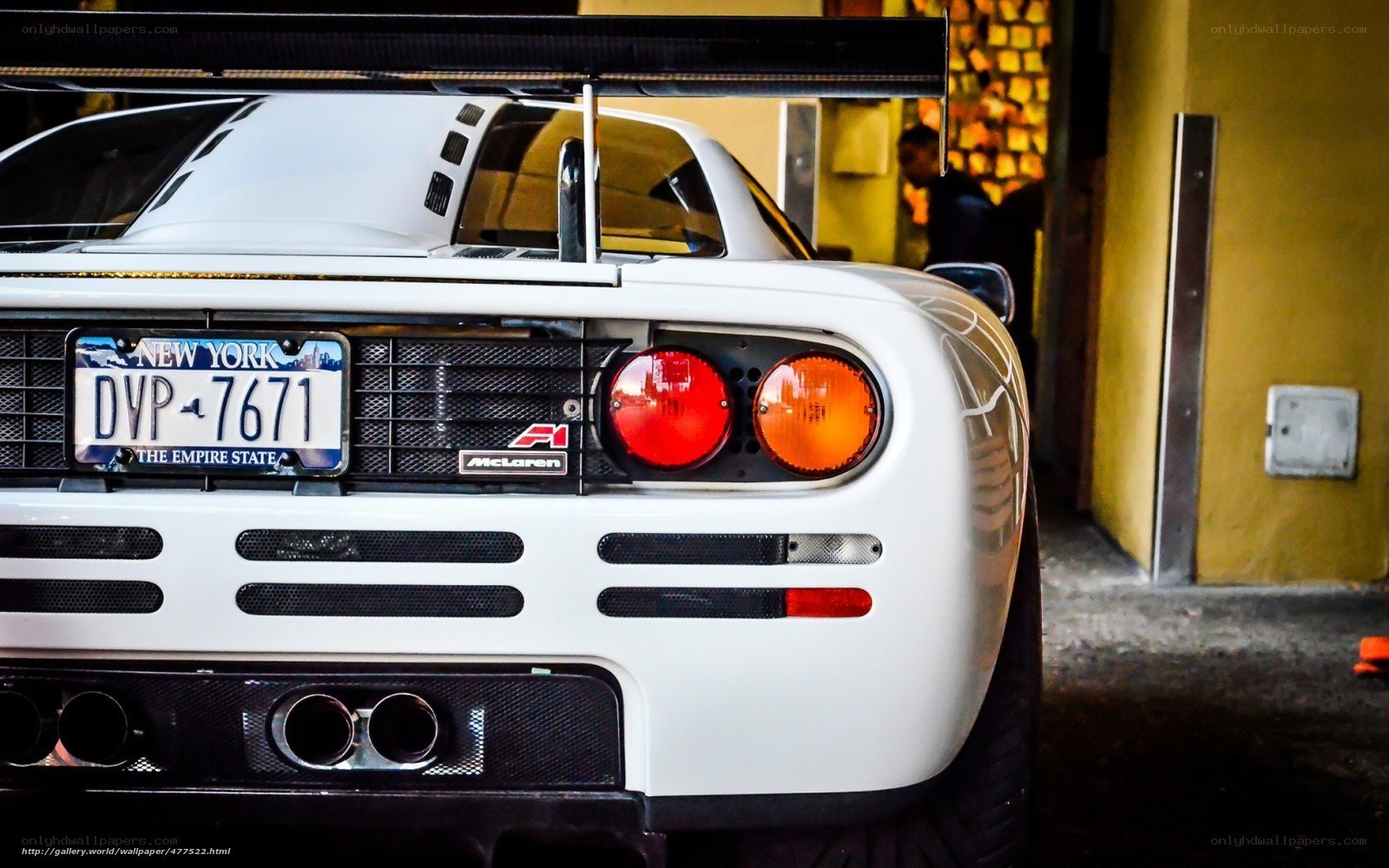 White McLaren F1 rear view