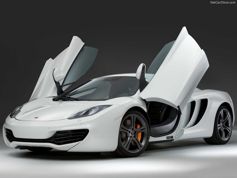 White McLaren MP4-12C with doors open