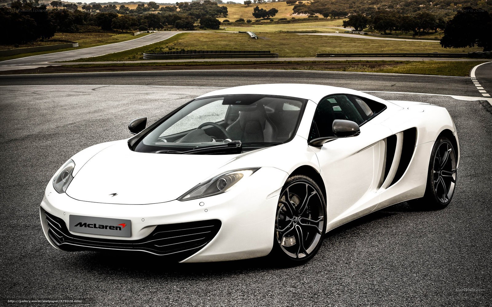 White McLaren on a racetrack