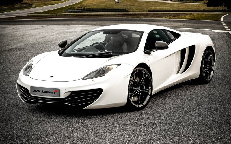 White McLaren Sports Car — Dramatic, Afternoon, Photograph, Race Track, Asphalt, Black
